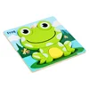 Toddler Puzzles Wooden Jigsaw 5.87 in with 3D Cartoon Animals Frog Elephant Owl Lion Shape Montessori Toys for Infant Kids 5