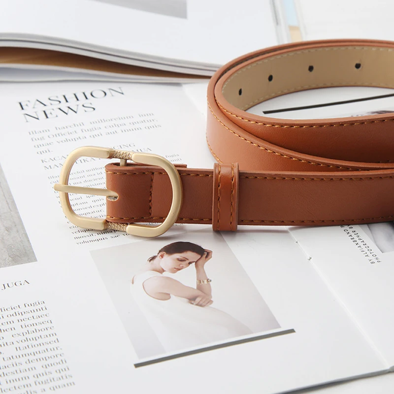 

Ремень в стиле ретро женский, тонкий пояс из искусственной кожи, с металлической пряжкой, в стиле кэжуал