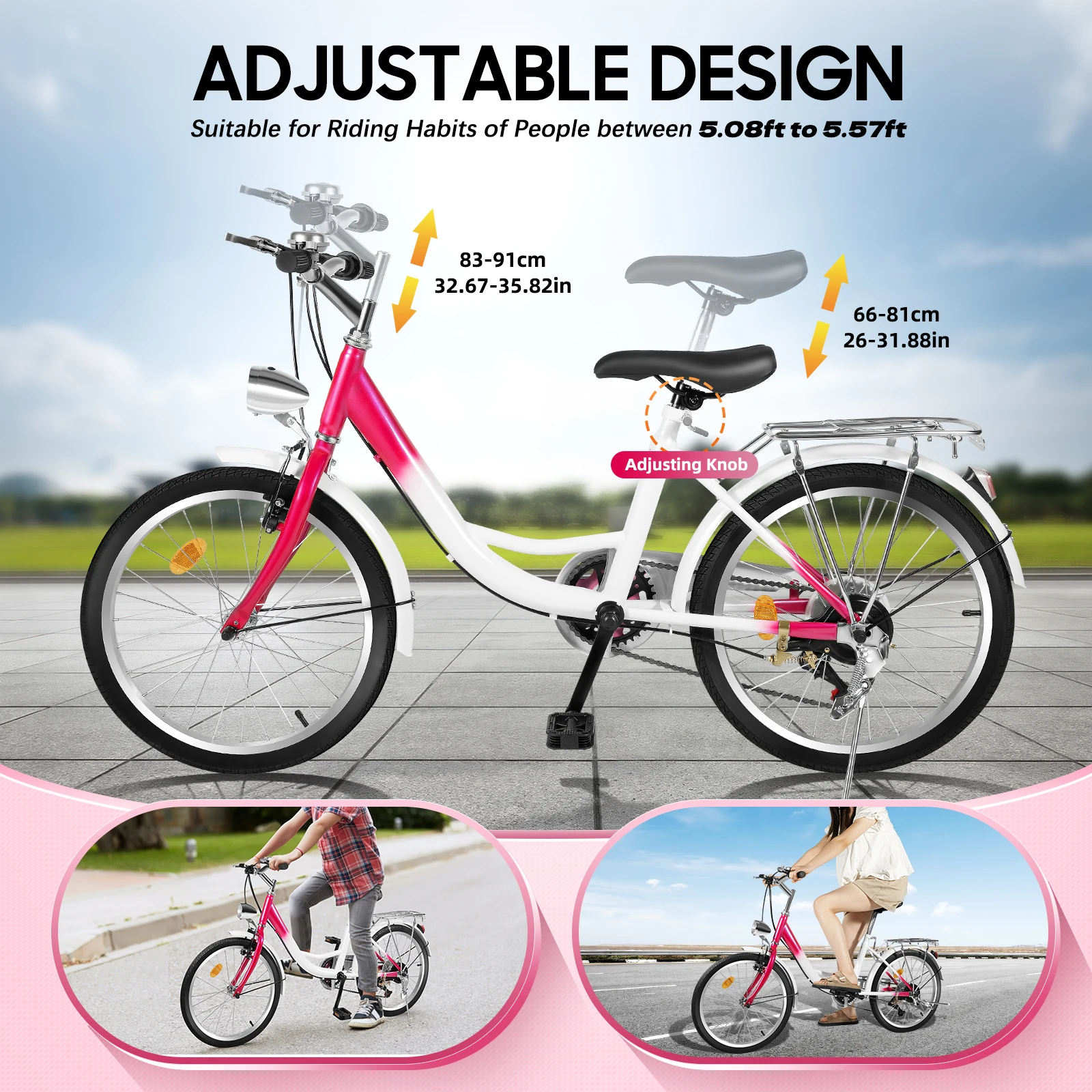 20 inch 6 Speed Bike Girls Mountain Bicycle Adult Road Bicycles V-brake  With Light 90kg Capacity for Cycling enthusiasts - AliExpress