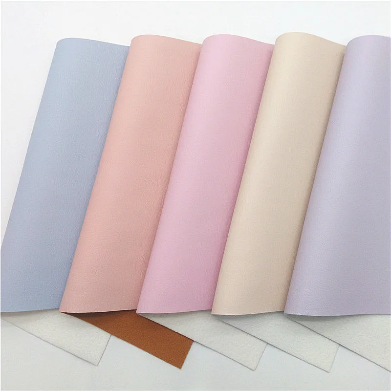 Leather Fabric Pastel Colors Soft Smooth Synthetic Leather Faux Leather Fabric Sheets Felt Backing Sheets for Bows Craft 21x29CM Q1017