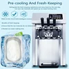 Commercial Ice Cream Machine 18-28 L/H Yield 1850W 3-Flavor Countertop Soft Serve Ice Cream Maker Stainless Steel Cylinder 1