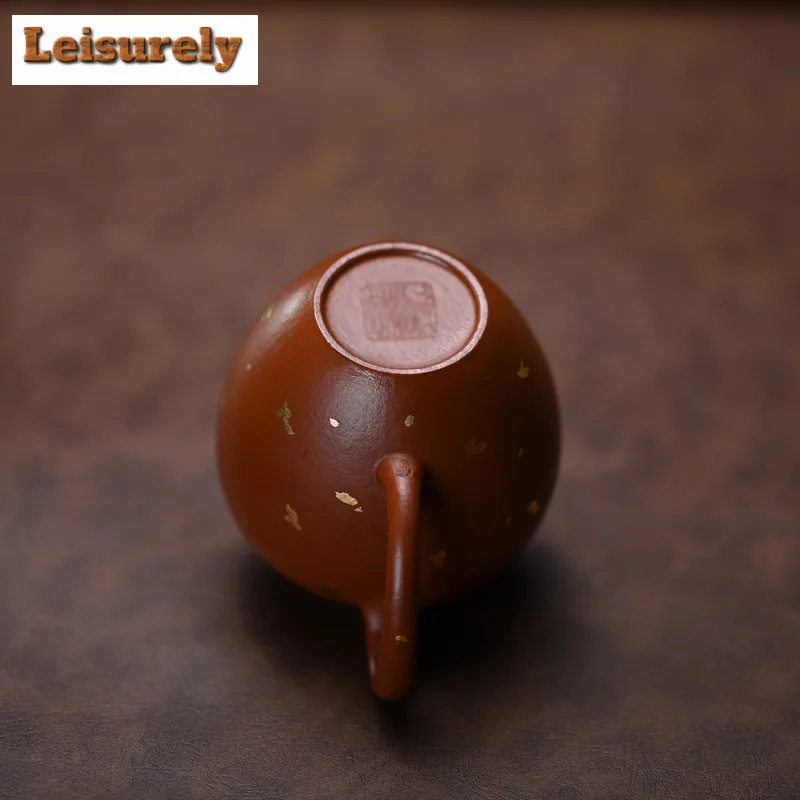 210ml Yixing Purple Clay Teapots Handmade Sprinkle Gold Beauty Shoulder Pot Raw Ore Dahongpao Mud Kettle With Strainer Zisha Tea