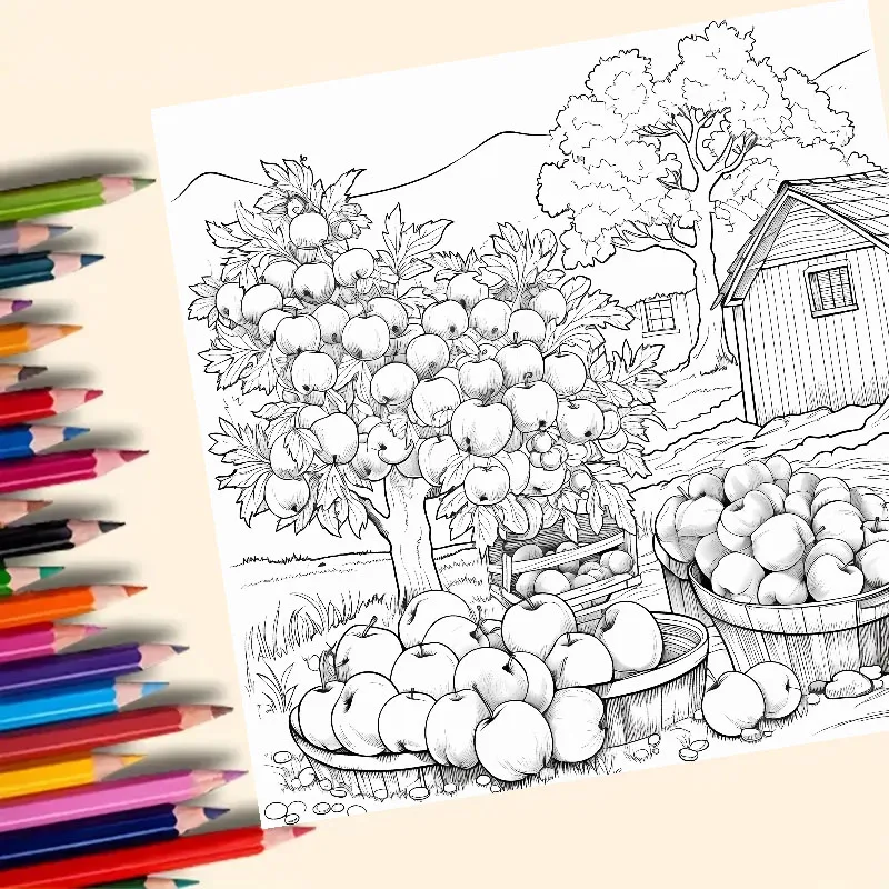 Quiet Countryside Coloring Book 20 Page House Landscape Adult Picture Book Kill Time Relaxing Art  Doodle Painting Drawing 6