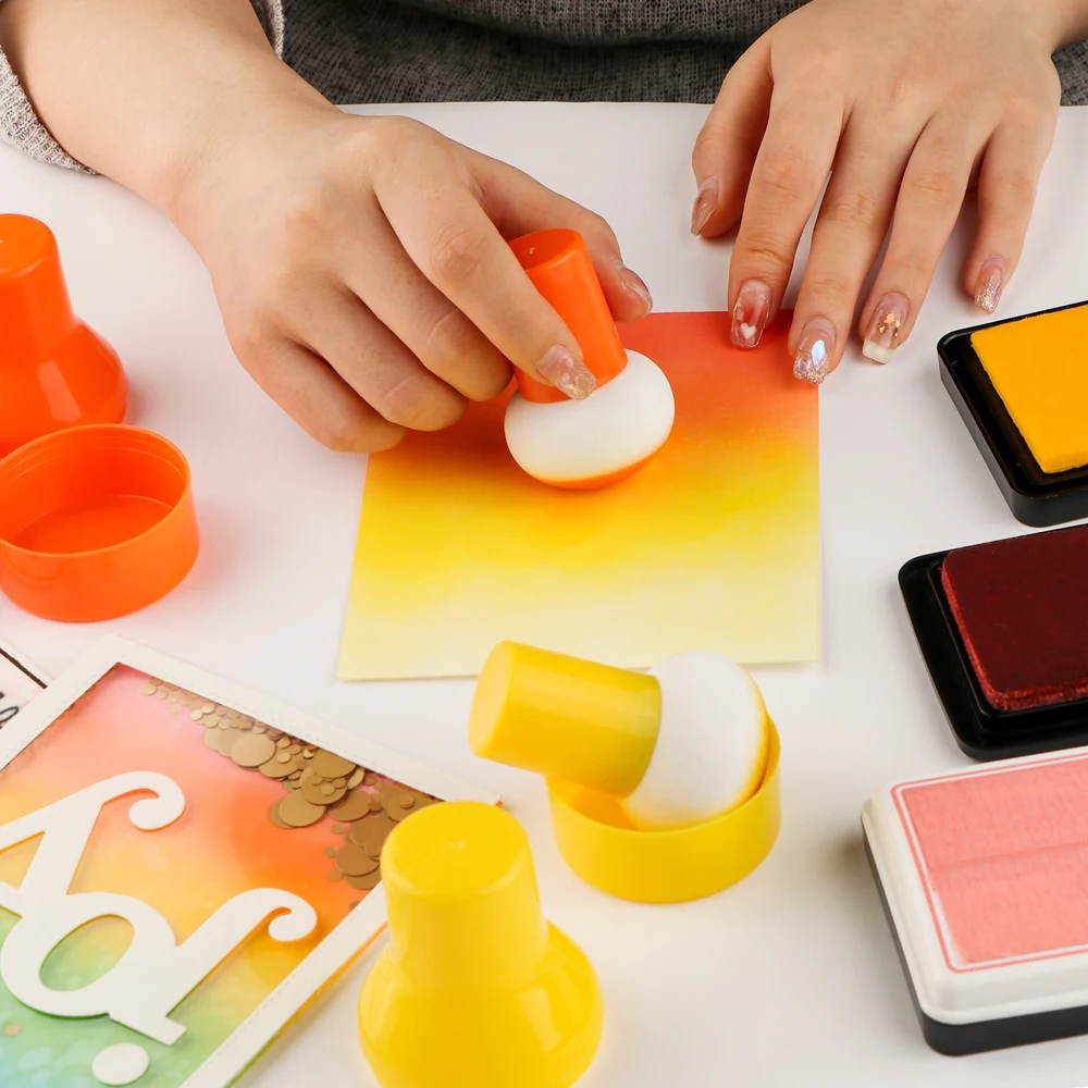 Colorful Paper Pouncers Ink Applicator 9-41pcs With Storage Cases For Scrapbook Decor Inking Sponge Crafts
