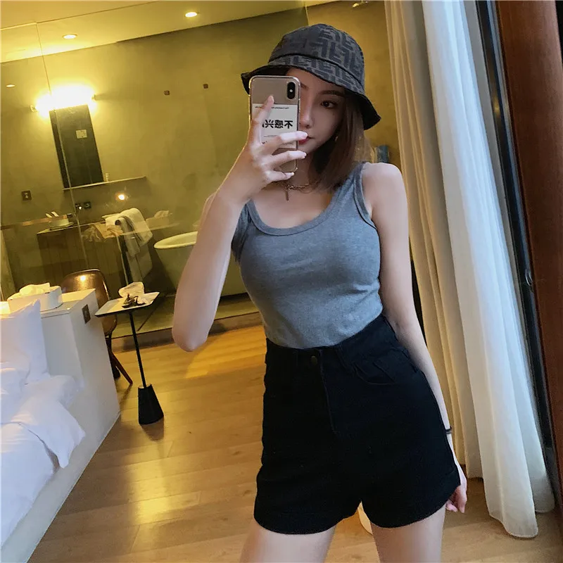 High Waist A-line Fashion Women's Denim Shorts New Summer Ultra Thin Straight Leg Tight Elastic Shorts Female Thin Hot Pants bike shorts