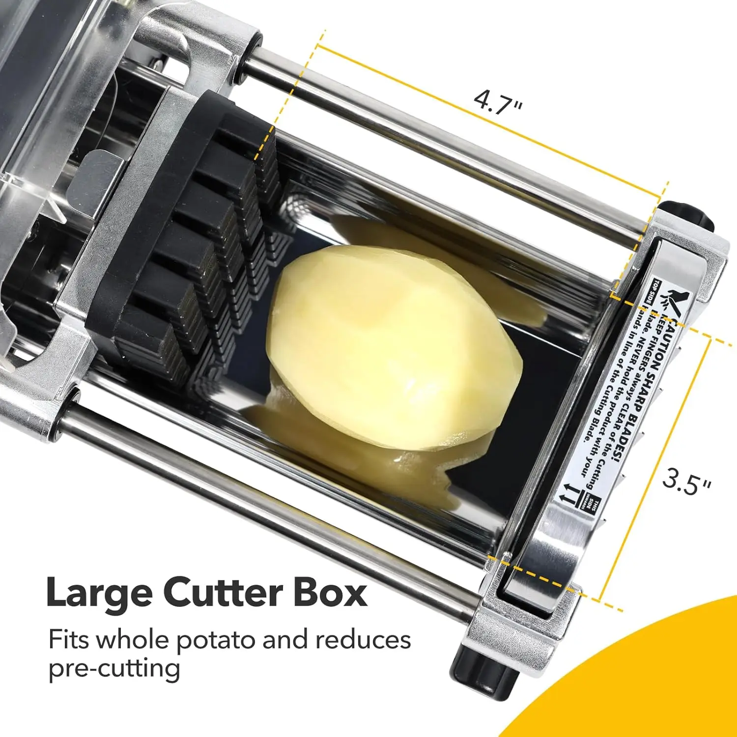 Electric French Fry Cutter, Upgrade Lid Control Version with 1/2 Inch and 3/8 Inch Blade. 300w Commercial Grade Stainless 3