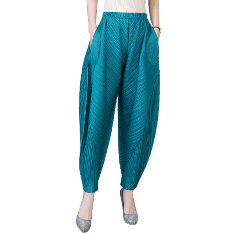 

Spring and Autumn High Waist Harem Pants Women's Casual Trousers Thin Elastic Waist Pants Mom Radish Pants Black Women's Pants