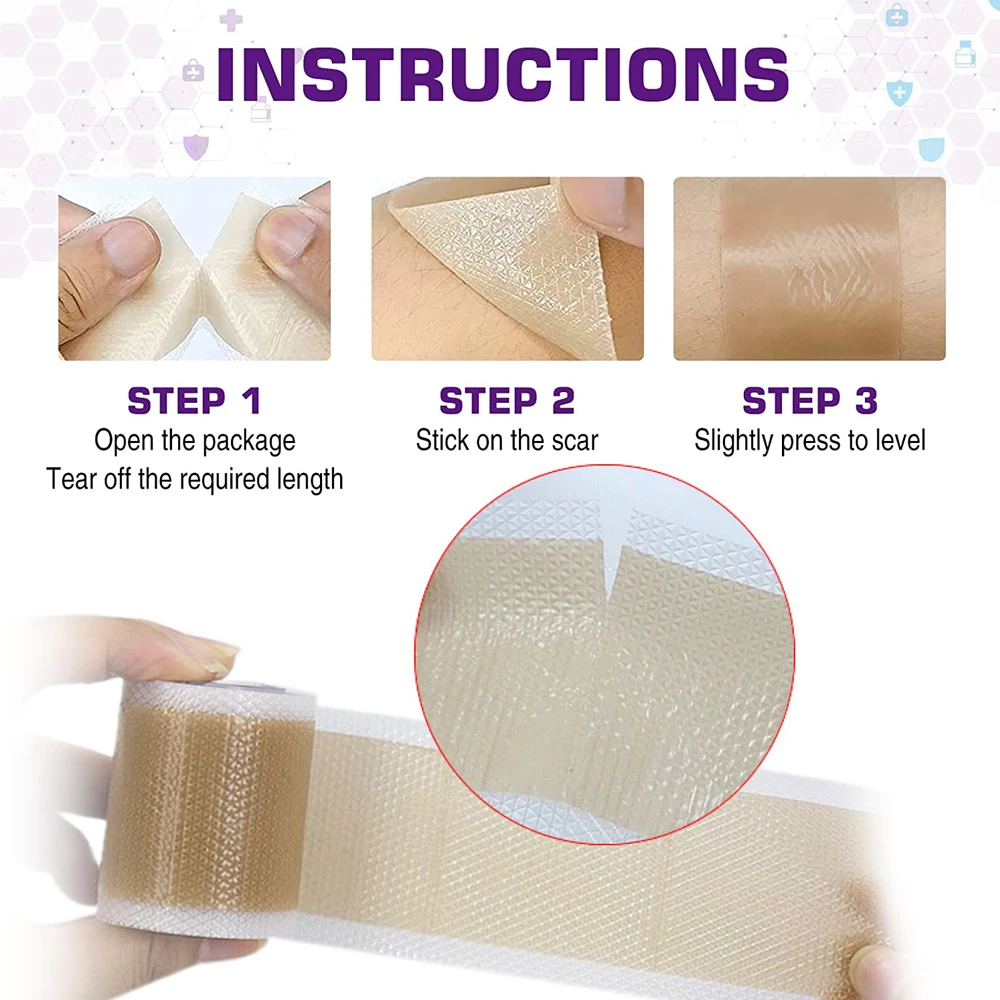1Roll Silicone Scar Sheets Keloid Bump Removal Strips, Scar Reducing Treatments Surgical Scars,Burn,Tummy Tucks,Acne,C-Section