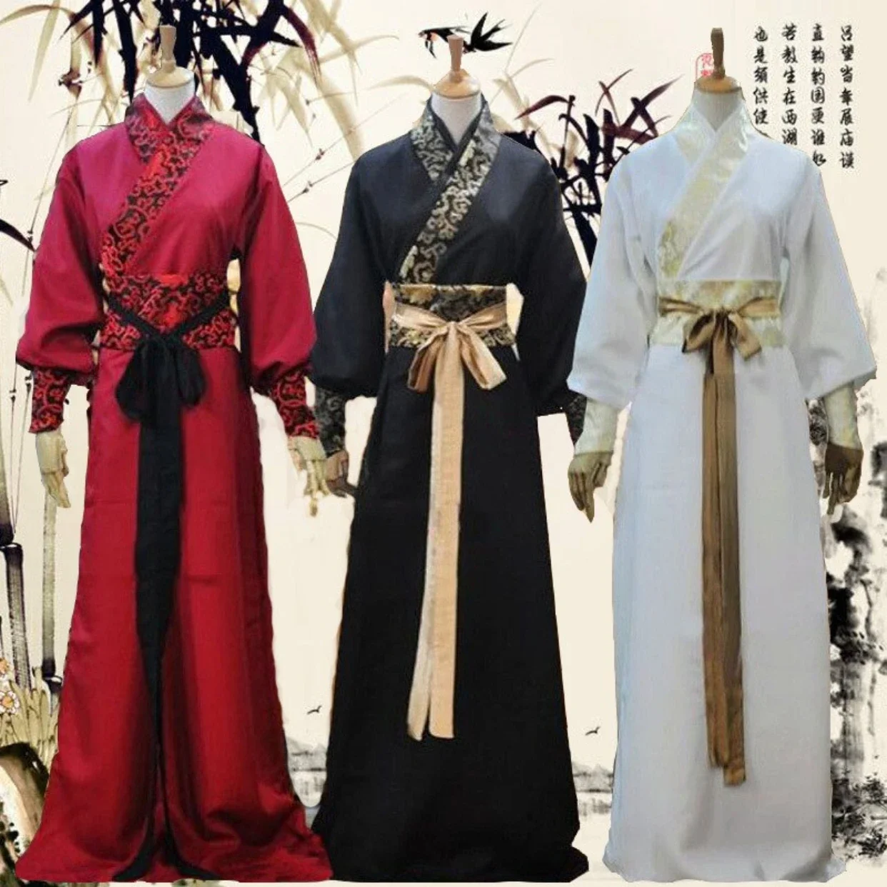 Hanfu Ancient Han Suit Men Women Costume Tang Chinese Style Chinese Dress Traditional Clothes Stage Black White Red