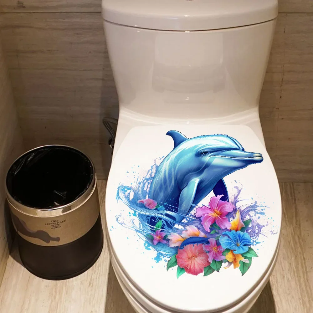 1Pc Ocean Style Dolphin Toilet Cover Sticker