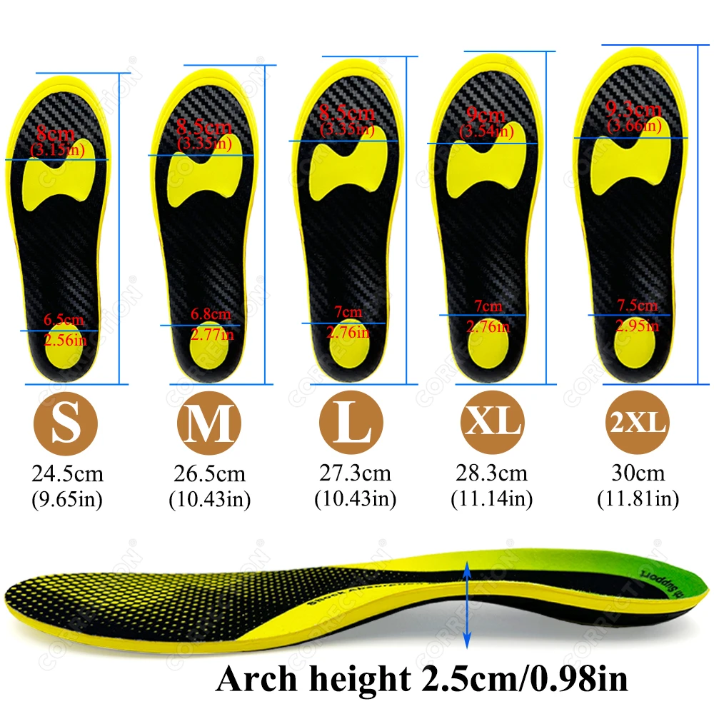 Advanced Carbon Fiber Arch Support Insoles - High Rebound & Antibacterial Sport Cushion