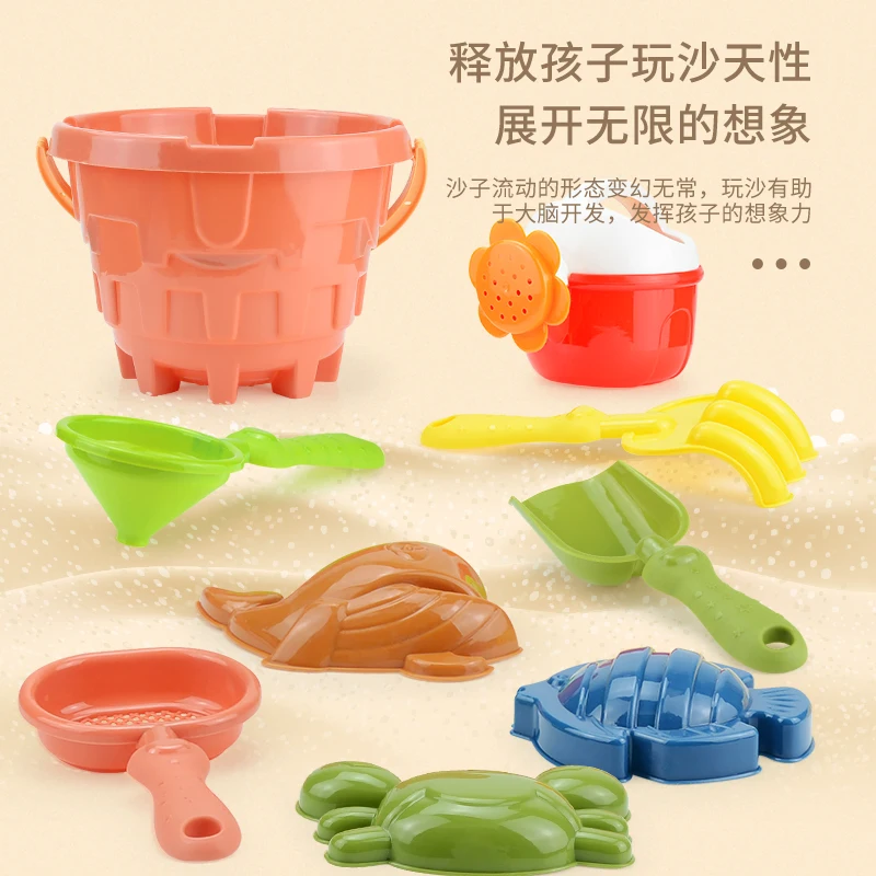 Baby small wheat straw beach sand toys beach bucket toys set and shovel bulk for kids plastic 6