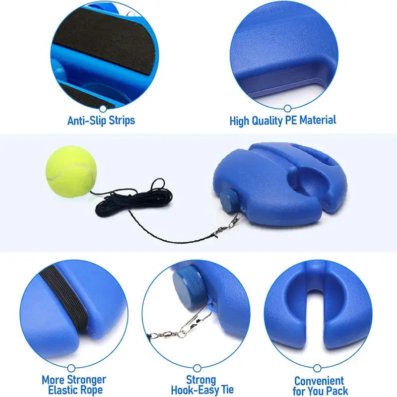 Tennis Training Aids Base Elastic Rope Ball Partner Sparring Device Practice Self-Duty Rebound Tennis Trainer