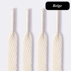 Classic Flat White & Black Shoelaces for Sneakers - Premium Sport Shoe Accessories (Beige)