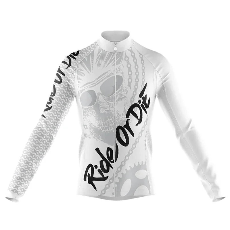 thumbnail image 1 of Maillot de ciclismo con estampado de calaveras para hombre, ropa de ciclismo de manga larga, uniforme de bicicleta de montaña, verano 2023, 1 of 5