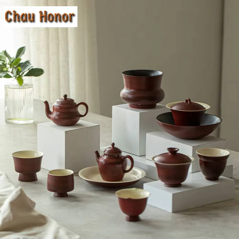 100ml Handmade Hawthorn Red Teapot Creative Powder Yin Gourd Pot Tea Maker Kettle White Tea Tea Ceremony Supplies Collection