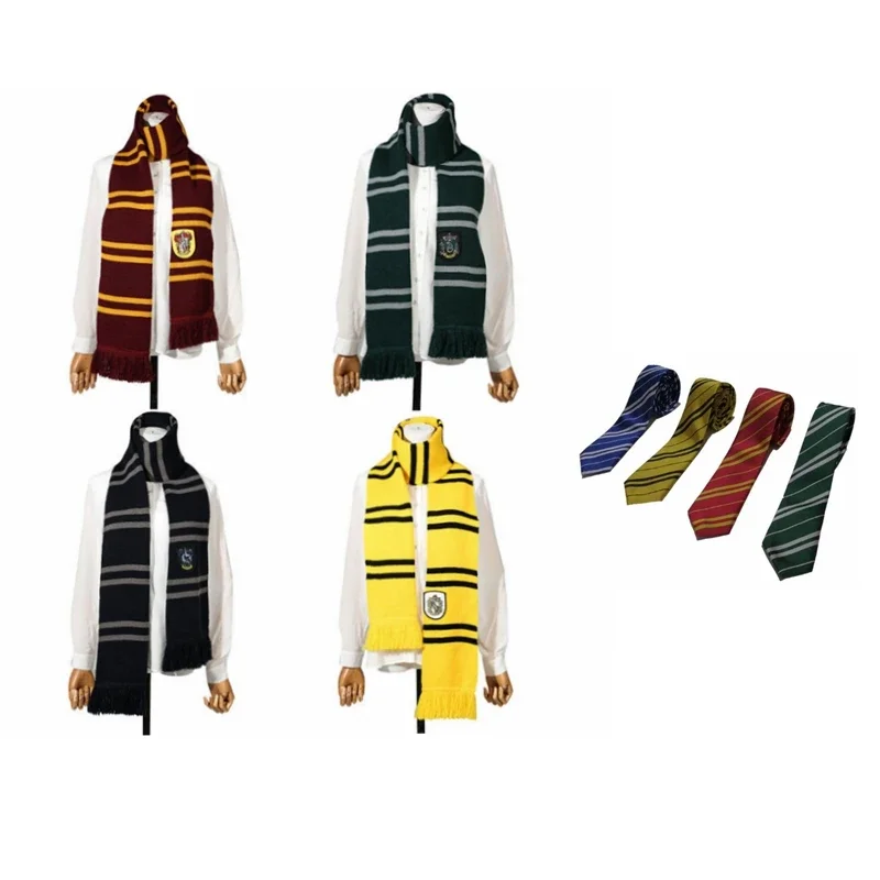 Magic School Wizard Scarf Potter Hermione Ron Scarf Hat Necktie Malfoy Scarves Cap Anime Cosplay Costume Warm gift