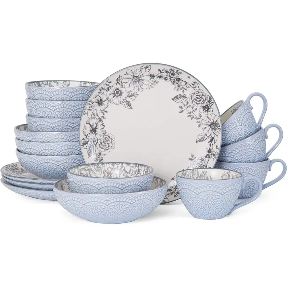 

Gray 16-Piece Stoneware Dinnerware Set, Service for 4 dinnerware set dinner set plates and dishes dishes and plates sets