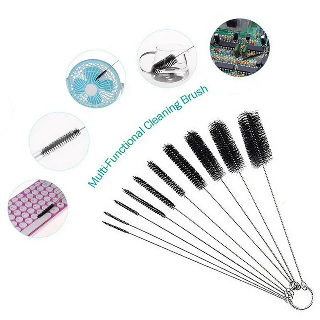 10 pz/set spazzole per la pulizia della cannuccia manico flessibile multifunzione provetta bottiglia di lavaggio della cannuccia detergente spazzola con setole 5