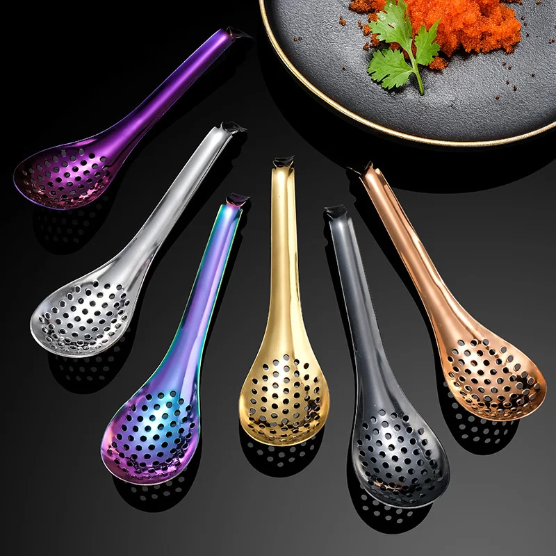 

56 Holes Stainless Steel Caviar Spoon Cooking Gadgets Colander Egg Yolk Caviar Colander Kitchen Tools Accessories Cooking