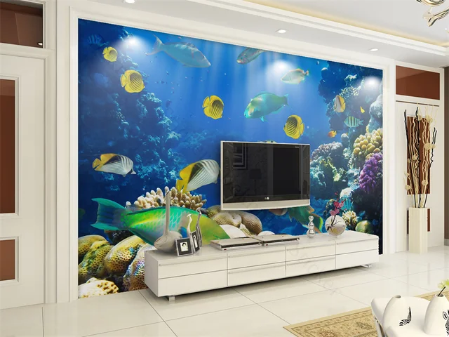 Poster Geant Mural Poisson Sous-Marin 350x256cm Murale Papier Peint Papier  Peint Fond D'Écran 3D Personnalisé Mur De Fond Papier Peint Panoramique