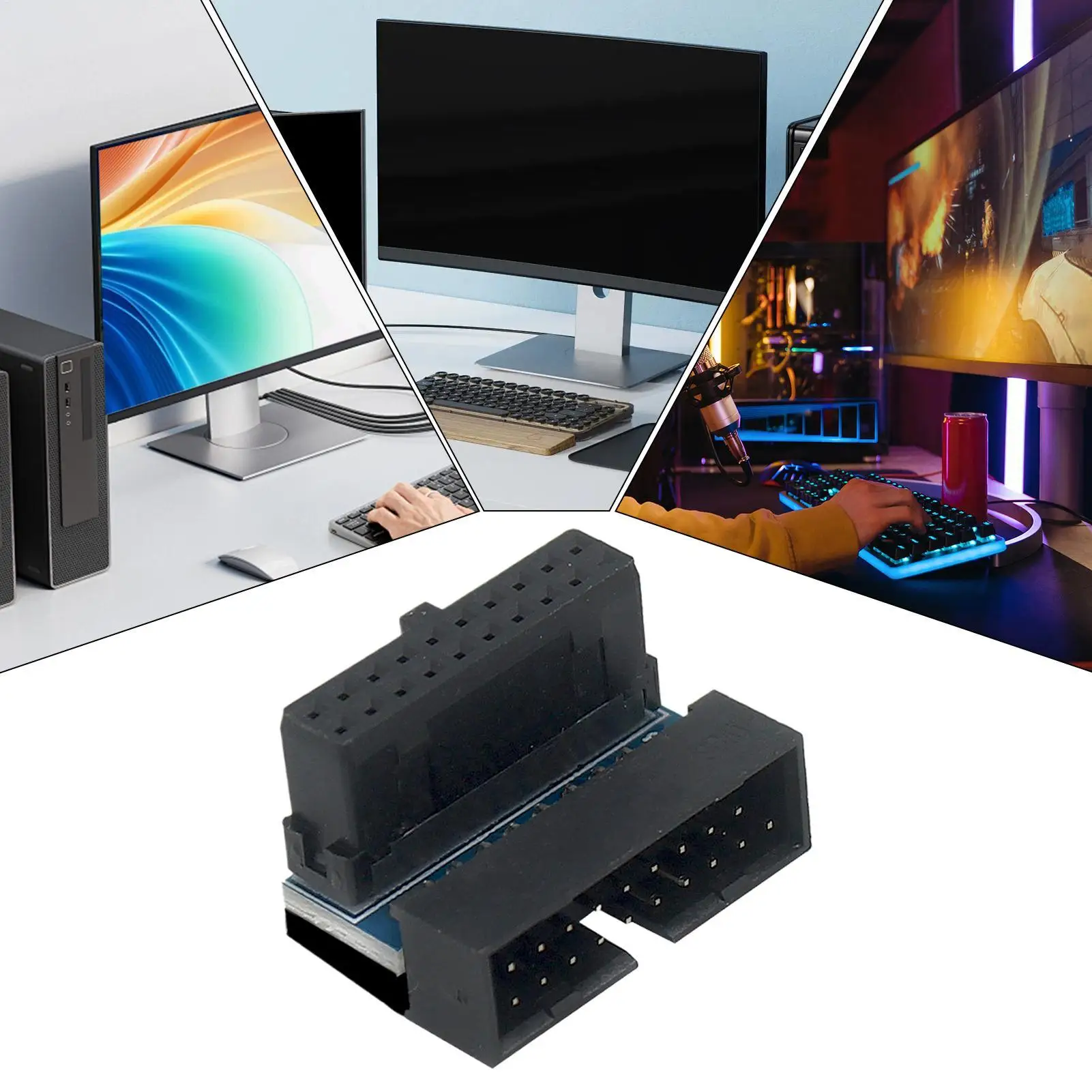 USB C 마더보드 어댑터 19/20핀 남성-여성 커넥터 컴퓨터 PC 워크스테이션 홈용 USB 마더보드 확장 어댑터
