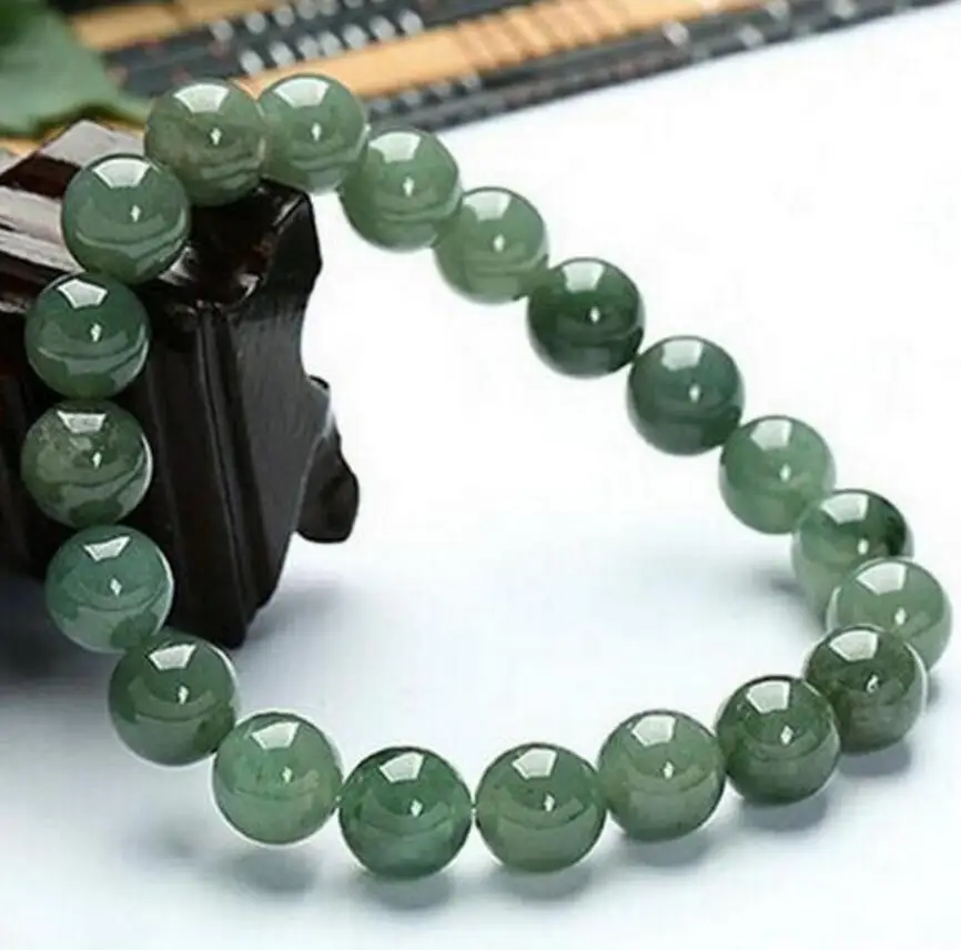 

Chinese 100% Natural Hetian Nephrite Jade Bangle Bead Bracelet 16MM