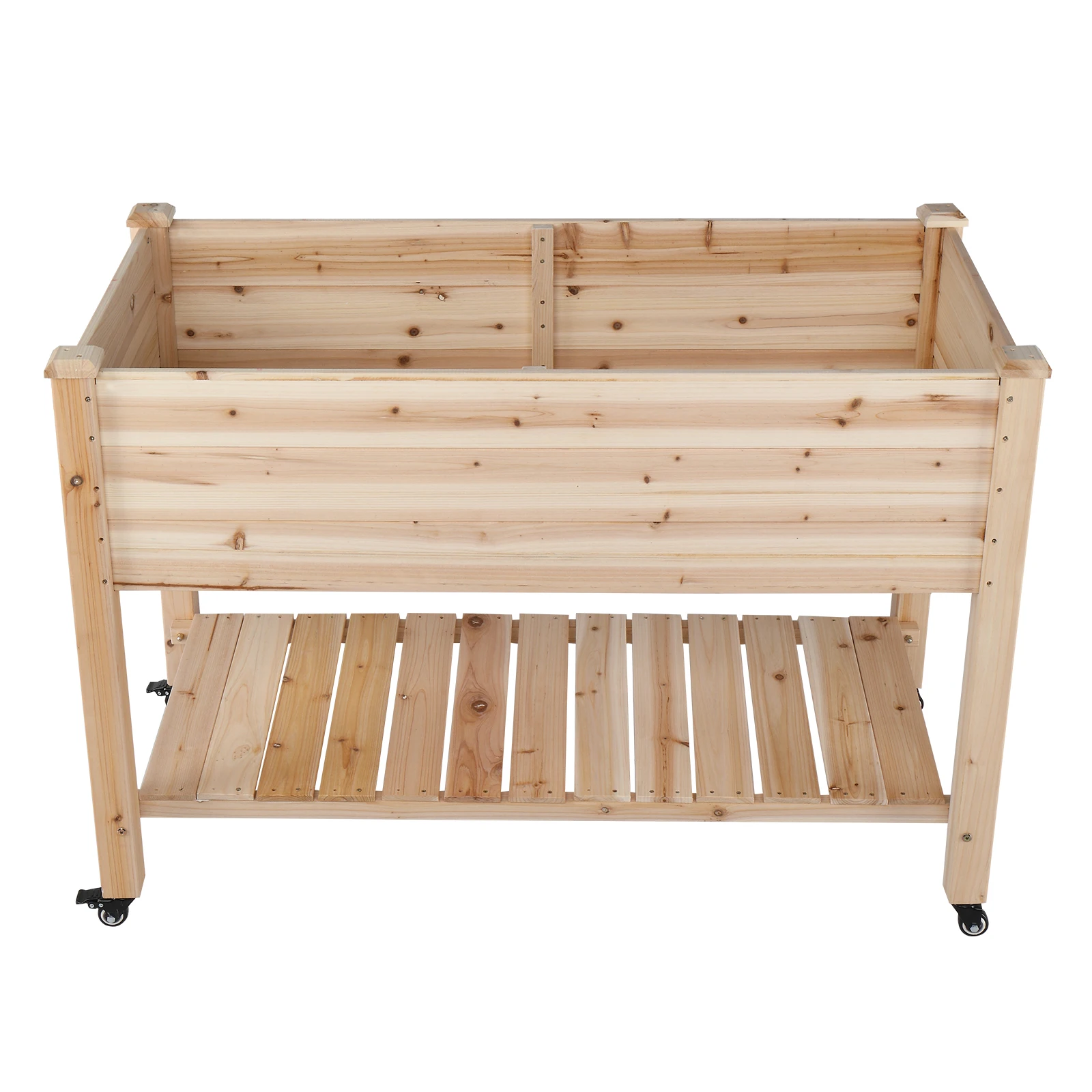 116 * 57 * 82cm Chinese Fir High Foot Type With Wheel Wood Planting Frame Log Color