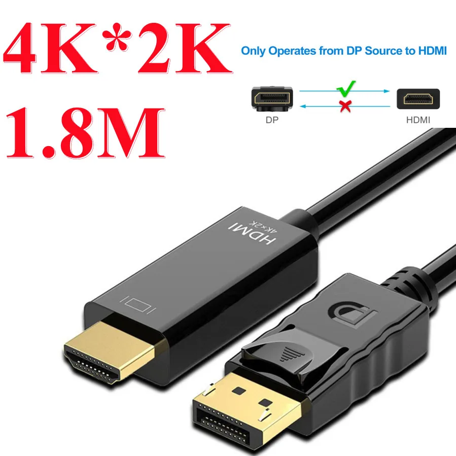 4K x 2K 1080P DP to HDMI Converter Cable DisplayPort to HDMI Video Audio Adapte