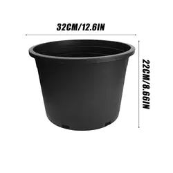 Elegant Black Resin Planter - Large Round Decorative Flower Pot (5 Gallon)