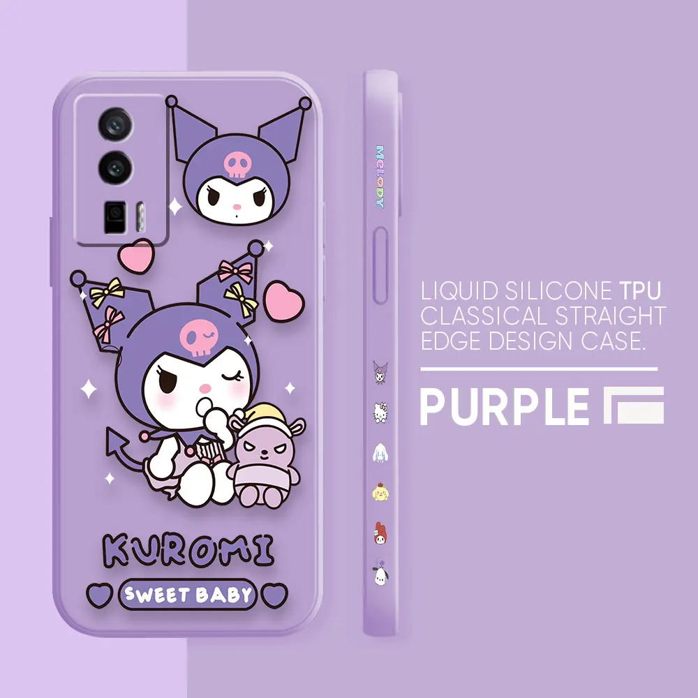 thumbnail image 1 of Case For Redmi K60E K50 K40S K40 K30 K20 10C 9 8A 8 10 Pro 4G 5G Colour Simple Liquid silicone Case Cartoon kuromi Cat, 1 of 5