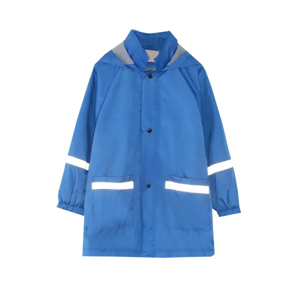 Children Raincoat Waterproof Windbreaker With Hood Pockets Single-breasted Long Sleeve Loose Outdoor Camping Hiking Rain Jacket