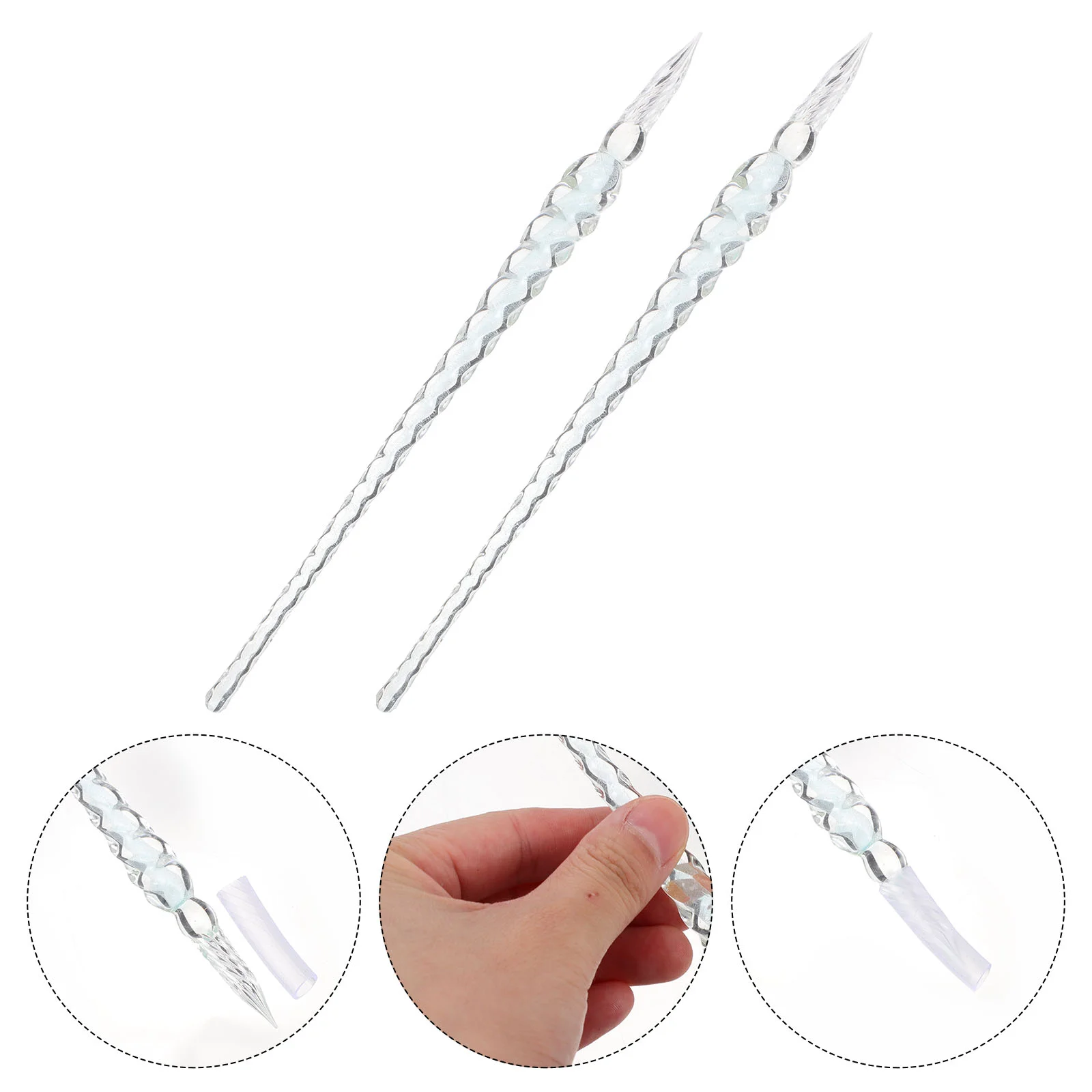 

2pcs Glass Dipping Pen Decorative Crystal Glass Dip Pen Creative Signature Pen