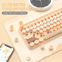 308i Pink Wireless 2.4G Keyboard and Mouse Set, Gradient Cute Round Keycaps for Retro Typewriter - Image 6