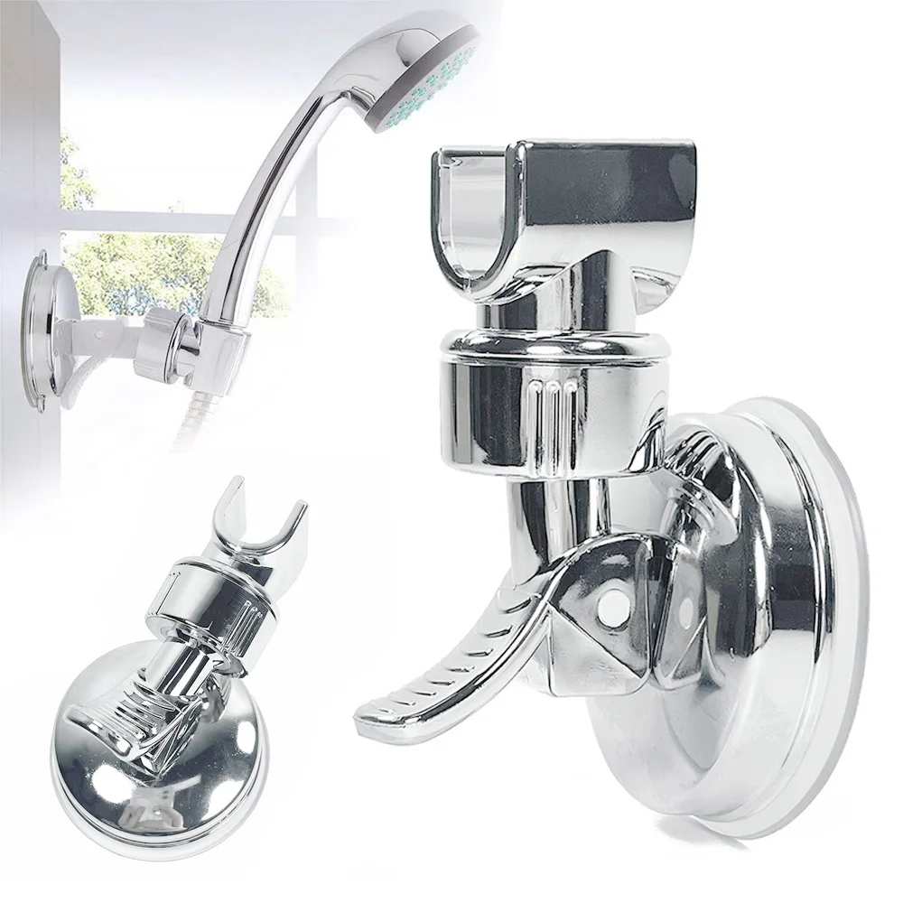 Universal Adjustable Hand Shower Holder Suction Cup Holder Full Plating Shower Rail Head Holder
