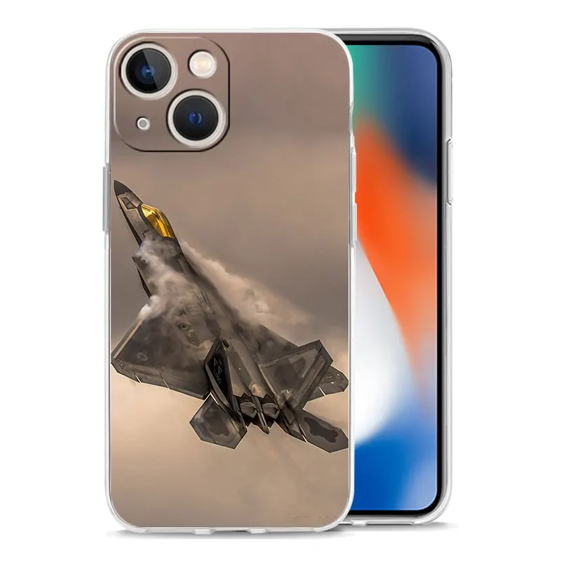 Clear Shockproof Silicone TPU Phone Case with Fighter Plane Design