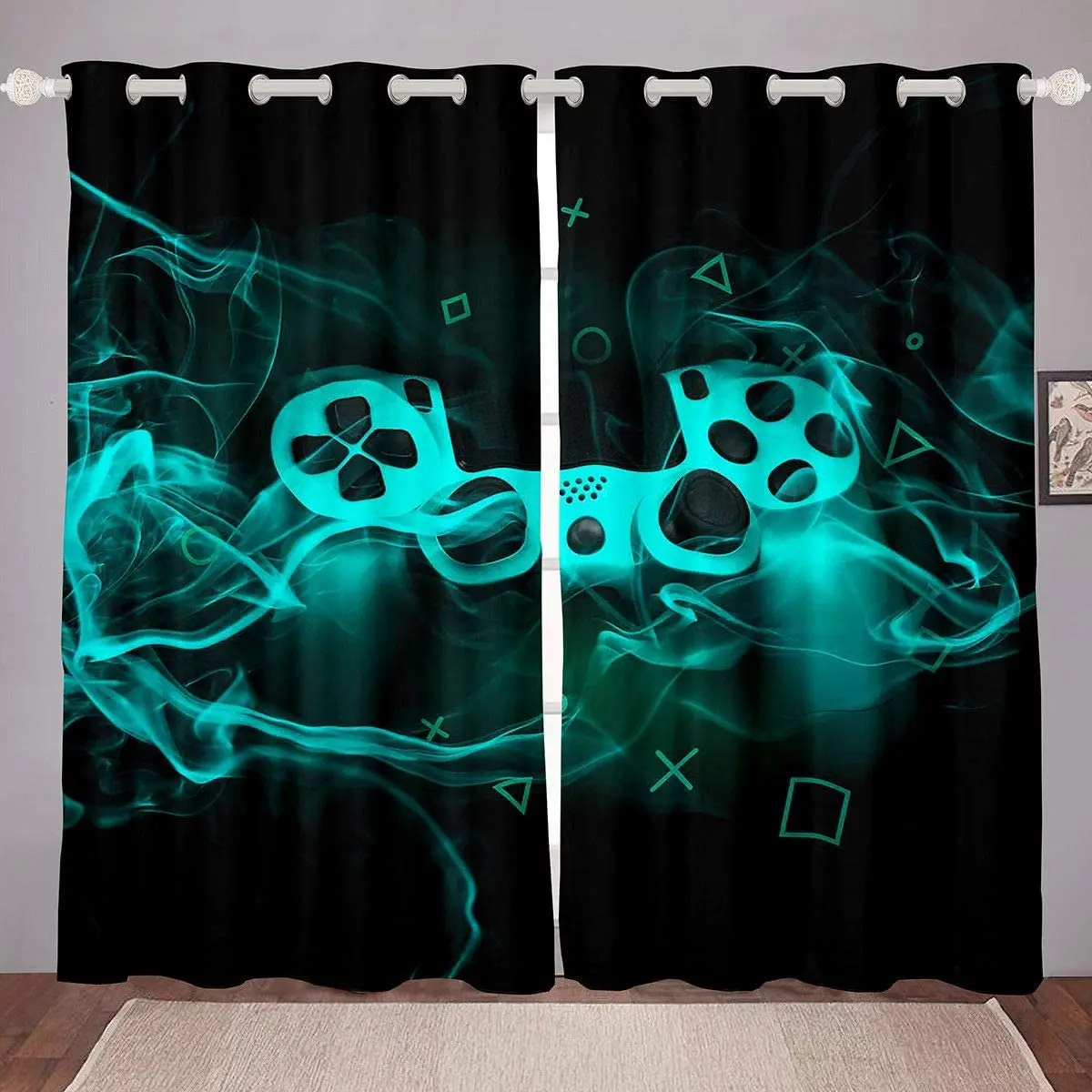 

Gaming Window Curtains for Boys Bedroom Kids Gamer Room Decor Teens Playing Video Game Window Treatments Drapes Window Cortinas