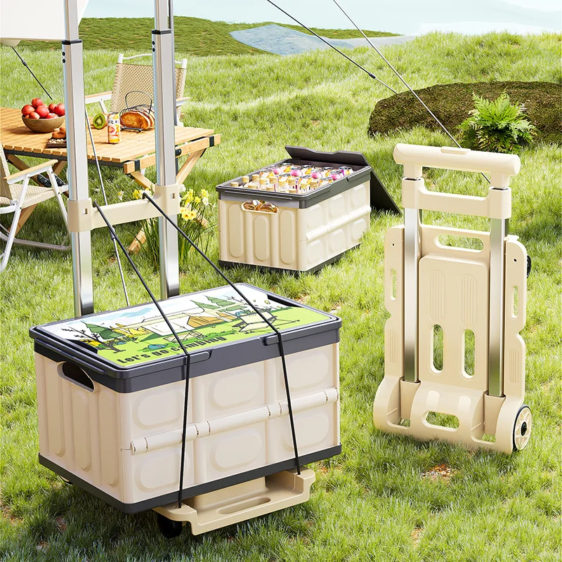 Luggage pull rod pickup small cart folding household portable cargo handling trailer shopping grocery cart