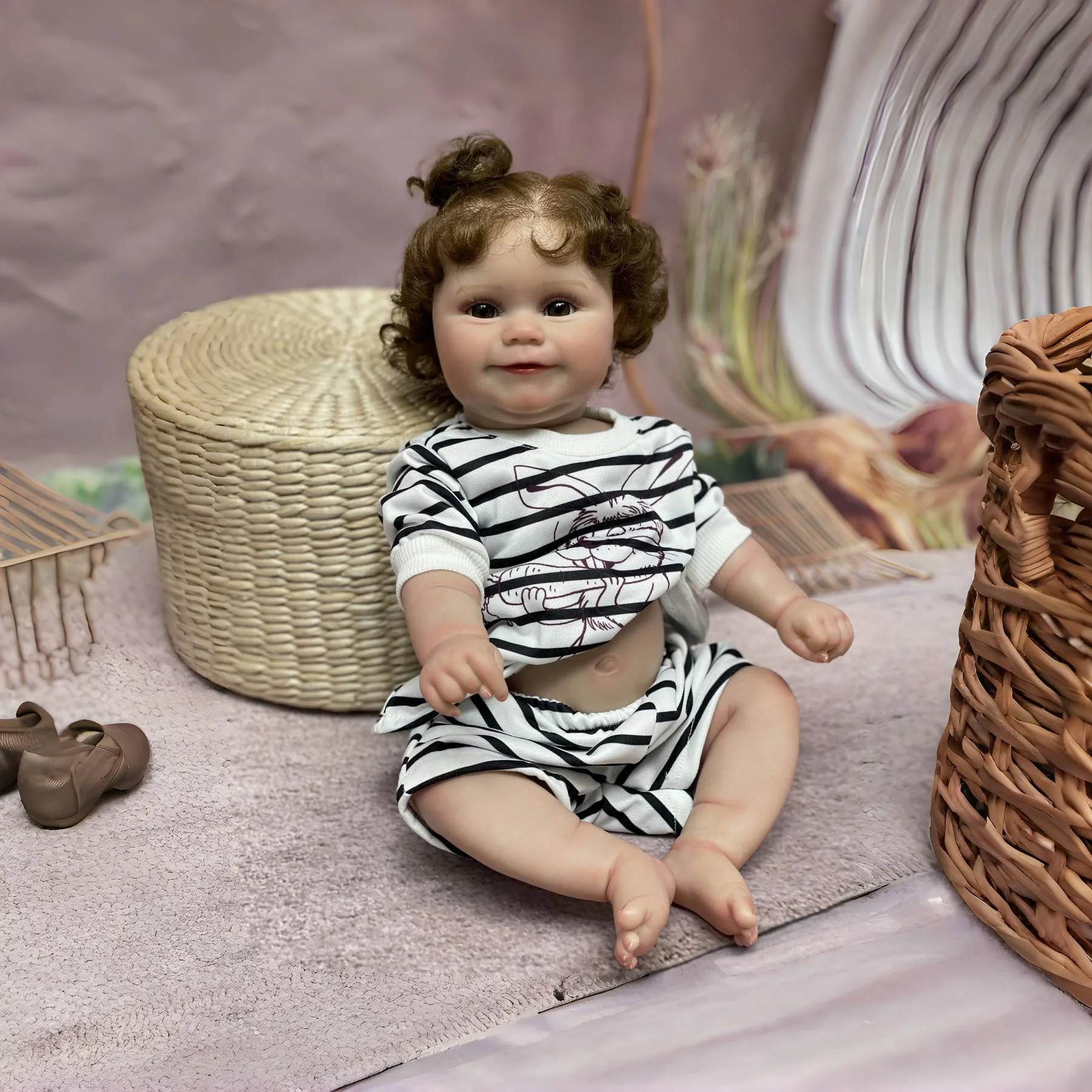 방수 Maddie Bebe reborn 소녀, 뿌리깊은 머리카락, 수제 페인트 피부, 전신 비닐, 실물 같은 실제 인형, 18-20