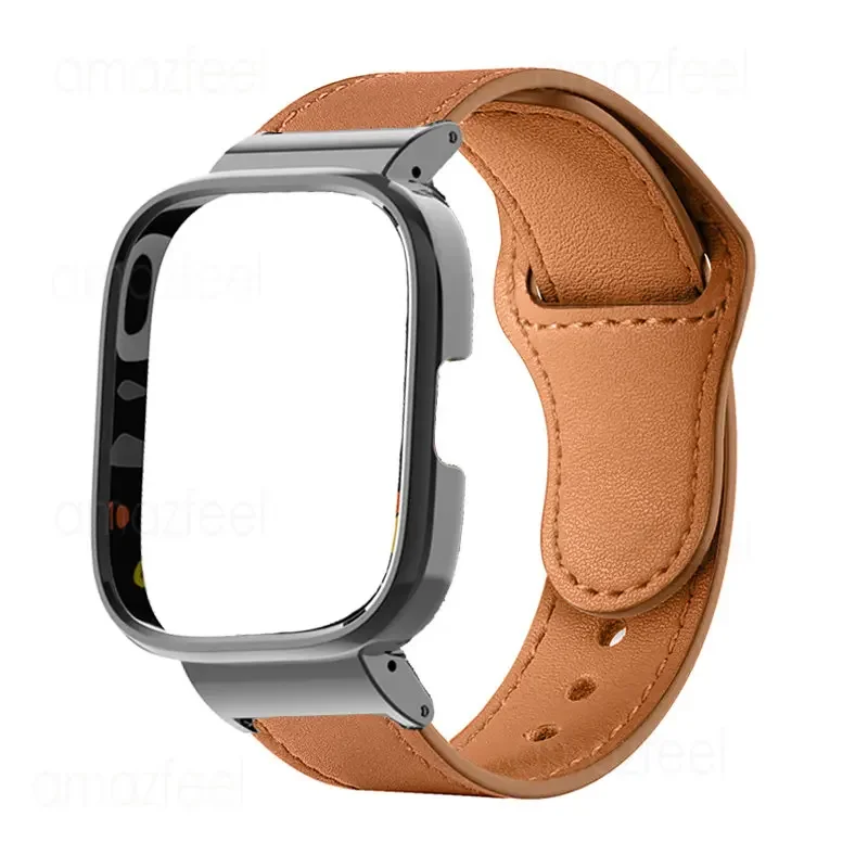 

For Redmi Watch 3 Active Leather Strap Metal Case Protector For Mi watch Lite Watchband Redmi Watch 2 Lite Bracelet Shell Frame