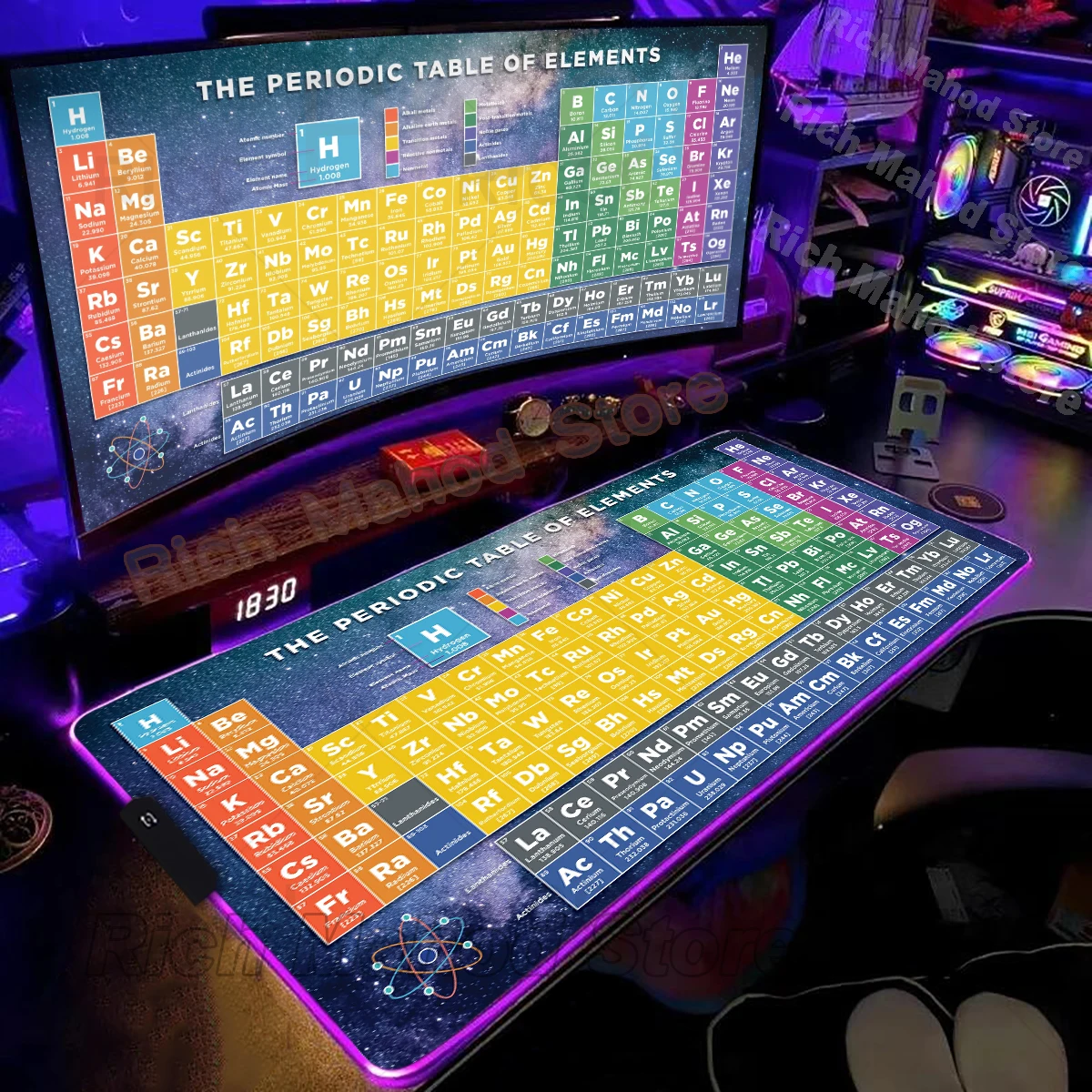 Keyboards Gaming Mat Periodic Table of Chemical Mouse Pad Rgb Big ...