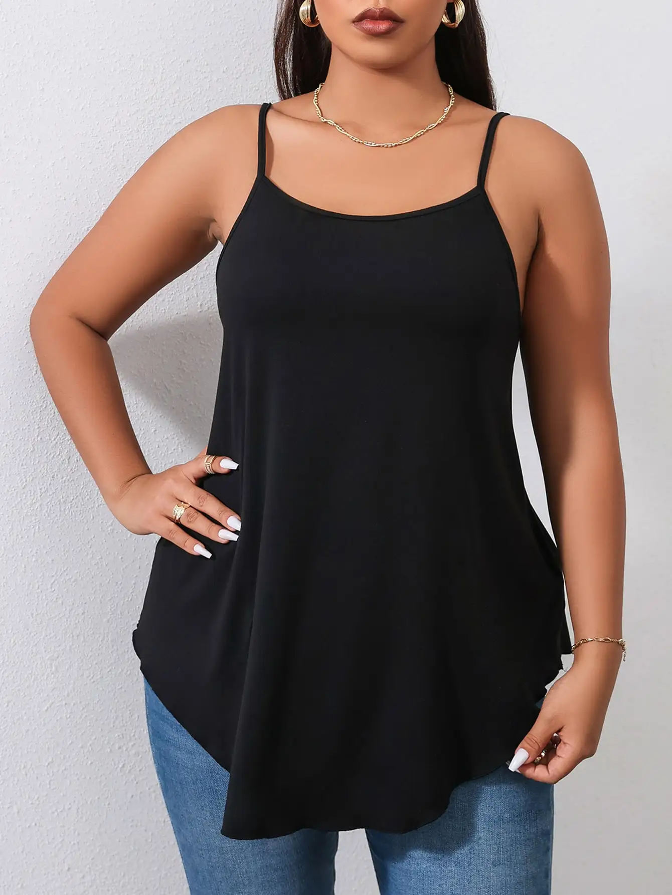 Black Plus Size Camis for Woman Camisole Large Big Size Tank Top Female  Sleeeless Blouses V Neck Solid Casual Tee Clothing