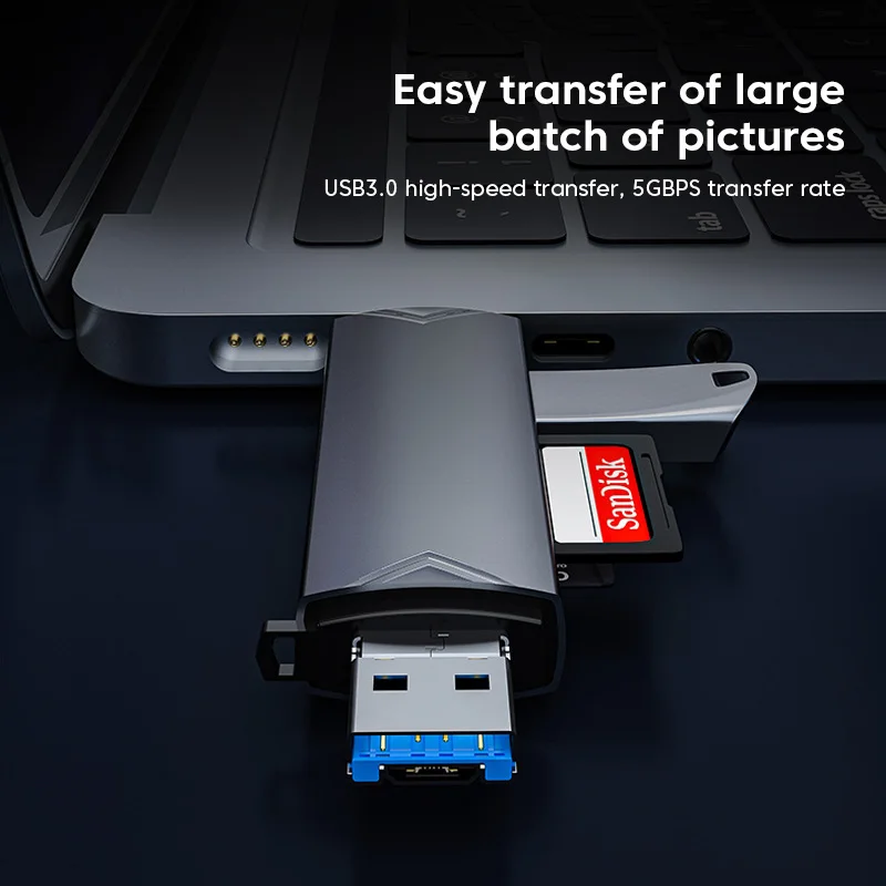 Olaf OTG 마이크로 SD 카드 리더, 타입 C USB OTG 어댑터, 6 in 1 USB 3.0 TF 카드, 플래시 드라이브, 타입 C 카드 리더