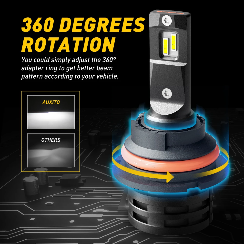 2Pcs 9007 HB5 Car LED Headlight Bulbs H4 9003 HB2 9006/HB4 LED High Low Beam 6500K White Head Lamp With Cooling Fan Waterproof