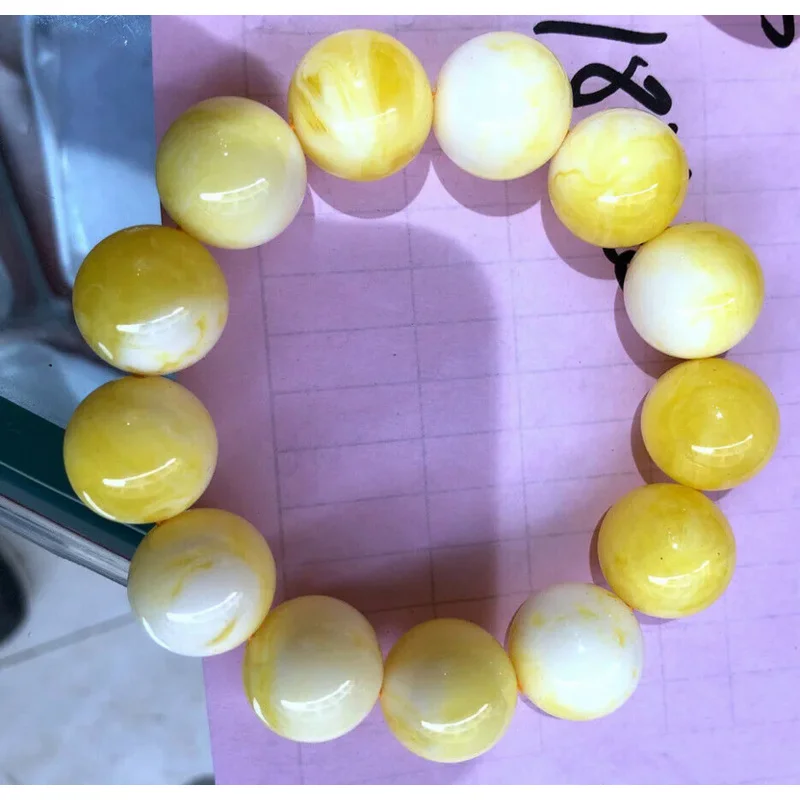 

18 мм круглые бусины для Балтийского моря красивый браслет из янтарного пчелиного воска с сертификатом ААА