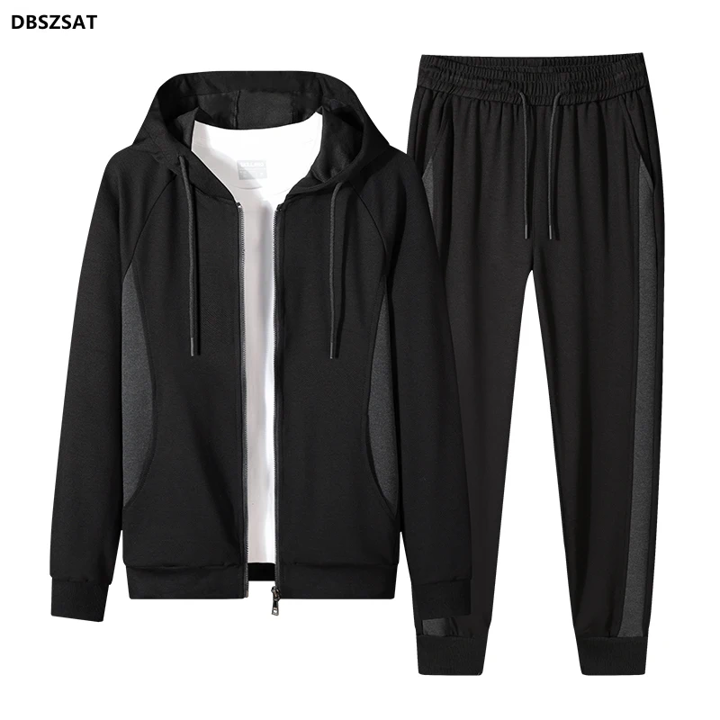 

XK 2023 Fleece Men's Sportswear Zipper Jacket + Sweatpants Tracksuit Winter Fashion Loose Unisex Jogging Suit Running Men Set