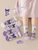 5 Pairs Sanrio Kuromi Kids Socks Kawaii New Fall Cartoon Children mid-calf socks Cotton Sock for Girls Gifts 3