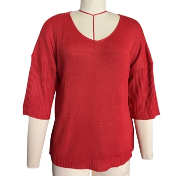 T-shirt casual lavorate a maglia Harajuku Top con scollo a V Blusas maglione sottile sexy moda streetwear abbigliamento donna maglietta Ropa Mujer 1