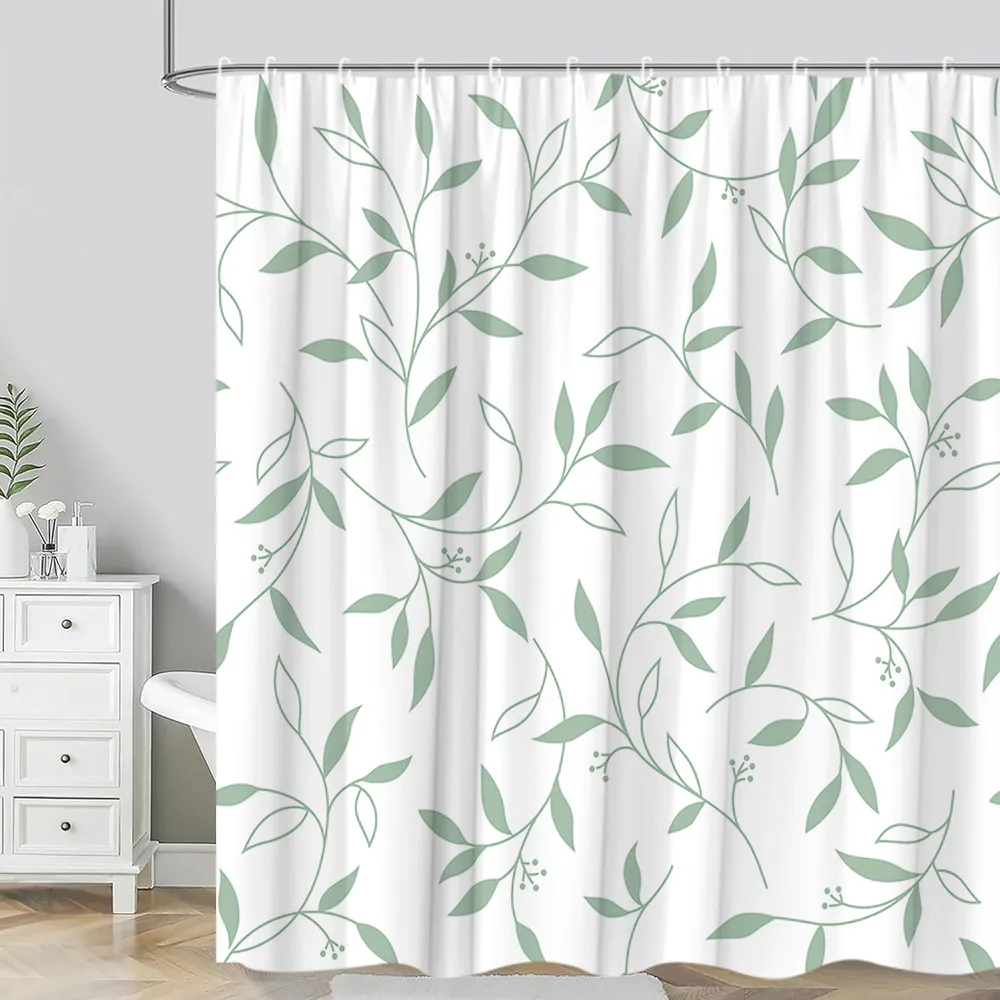 Tenda da doccia floreale ad acquerello Farm Green Botanical Butterfly Modern Wildflower tenda da bagno in tessuto di poliestere semplice