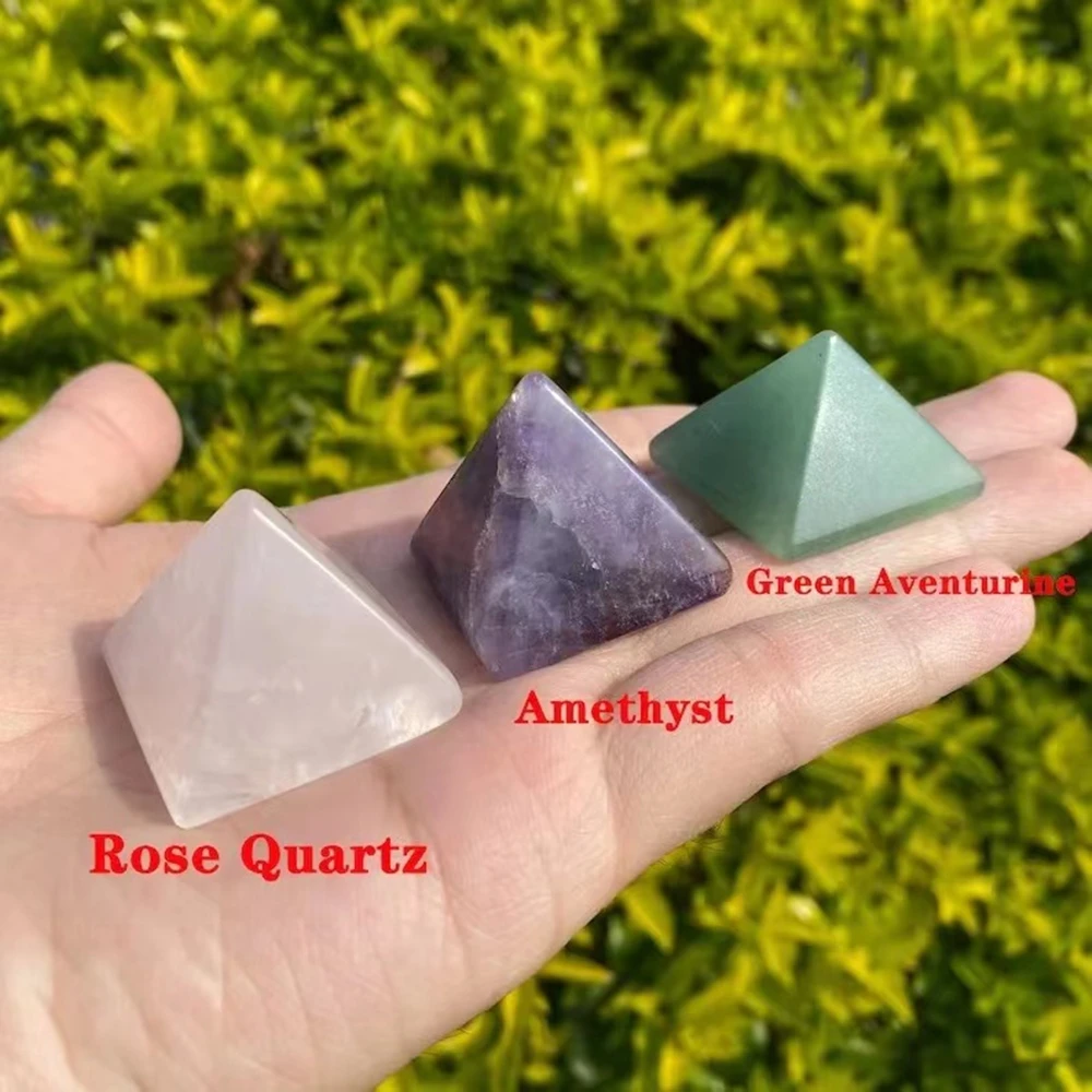 1pc Natural Crystal Pyramid Quartz Healing Stone Chakra Home Decor Red Gem Energy Generator Meditation Reiki Balancing Gift